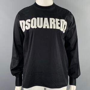 DSQUARED2 Size L Black White Logo Shirt Sleeves Pullover